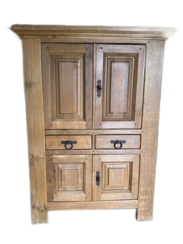 Massief eikenhouten barkast, Ophalen, Gebruikt, 100 tot 150 cm, Rustiek