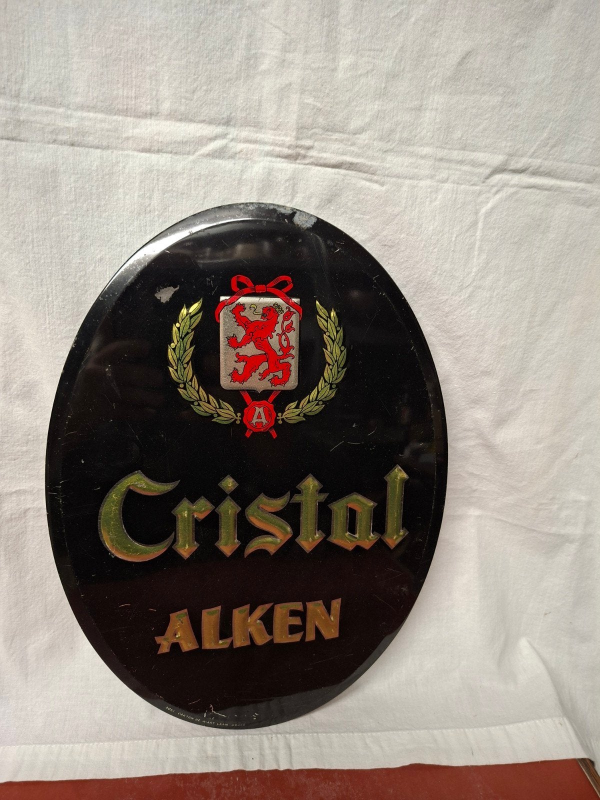 Cristal ovale en verre Alken  - 1950, Collections, Enlèvement ou Envoi, Utilisé, Panneau publicitaire