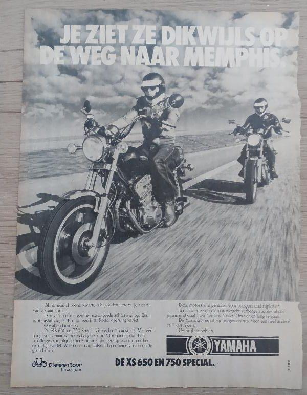 papieren advertentie Yamaha XS 650 en 750 Special, Ophalen of Verzenden
