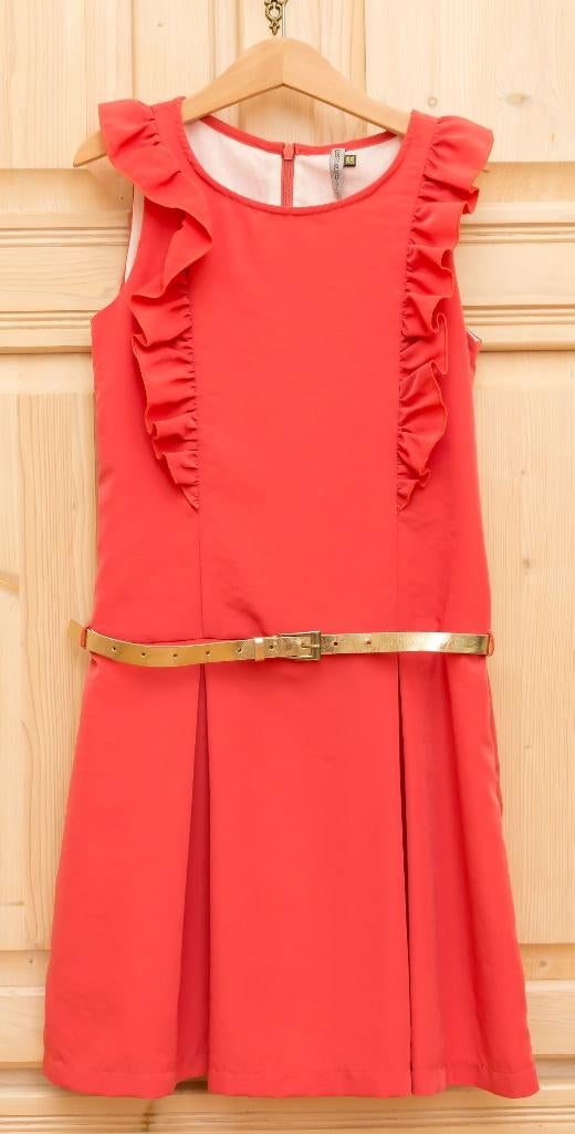 Feestelijk rood kleedje + goudkleurig golfje, mt 140 (2st), Meisje, Rumbl, Ophalen of Verzenden, Zo goed als nieuw