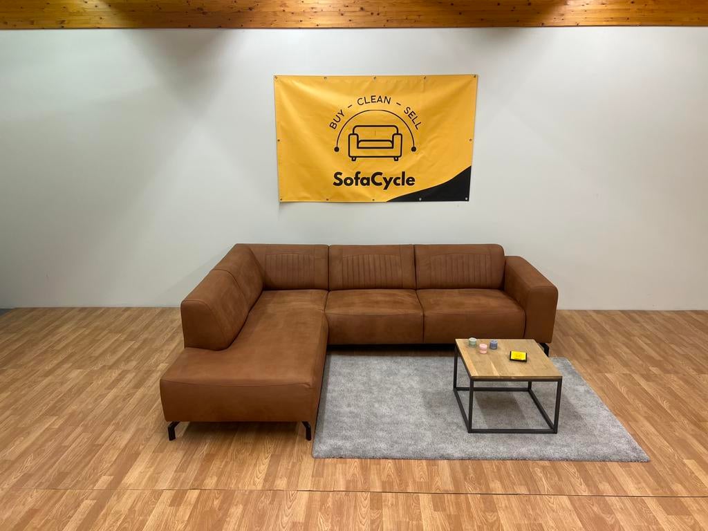 Chaise d'angle Cognacy/PVC nettoyé/SofaCycle, Enlèvement ou Envoi, Comme neuf, SofaCycle, Info@sofacycle.be