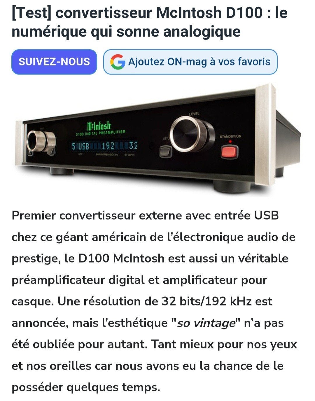 mcintosh d100 échange, Audio, Tv en Foto, Versterkers en Ontvangers, Ophalen of Verzenden