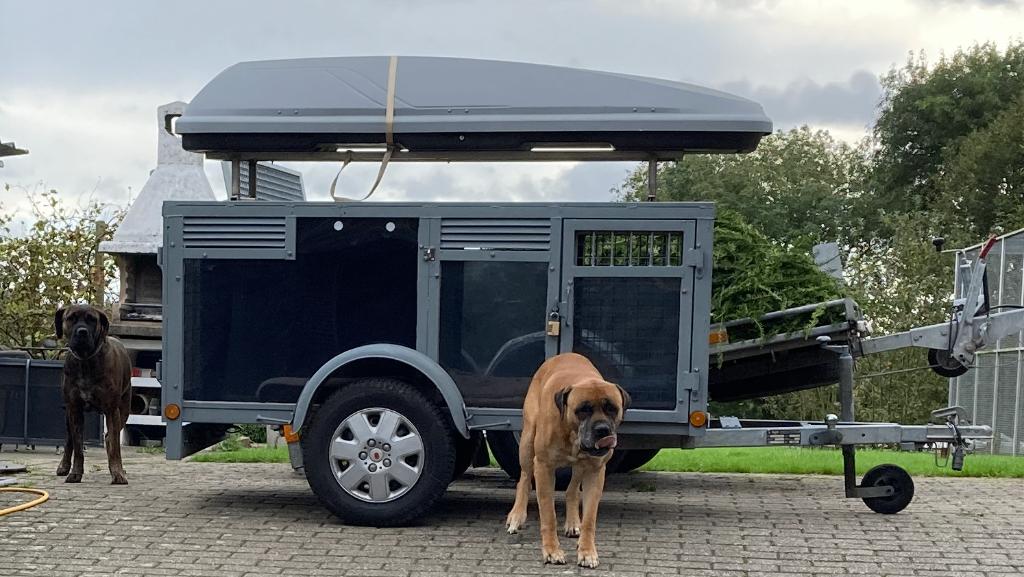 hondenaanhangwagen 3 honden te huur, Ophalen, Gebruikt