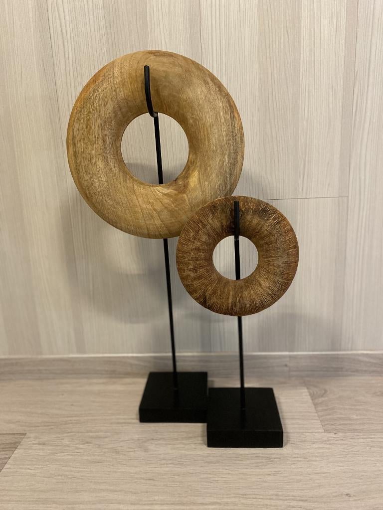 2 robuuste houten ornamenten, Ophalen of Verzenden, Zo goed als nieuw