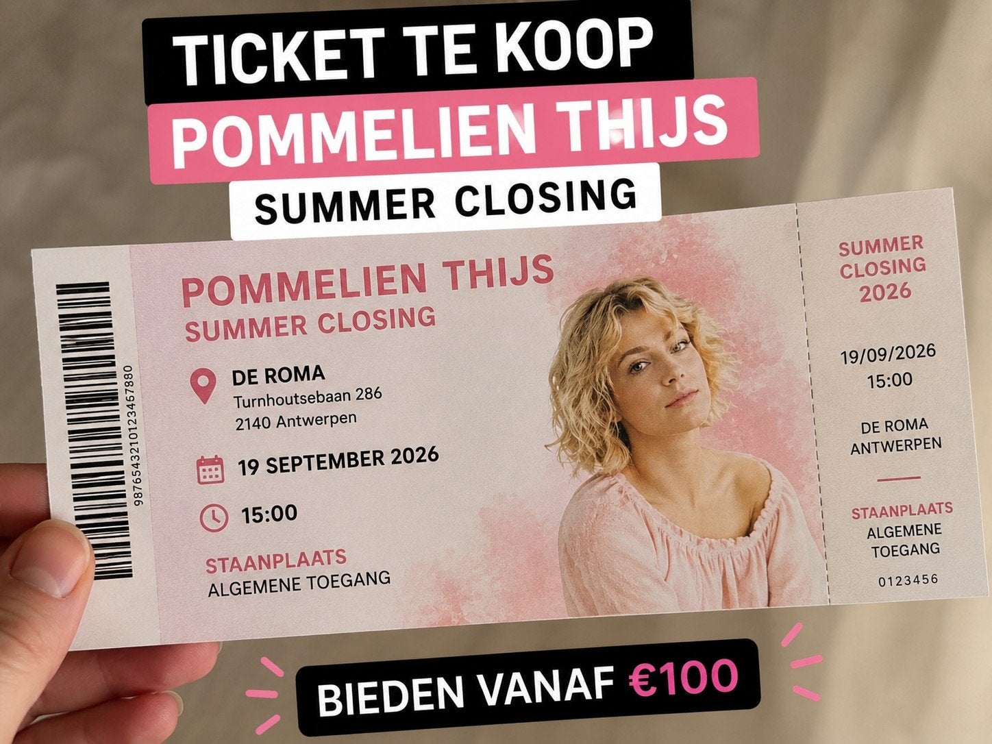 summer closing pommelien thijs, Tickets & Billets, Une personne