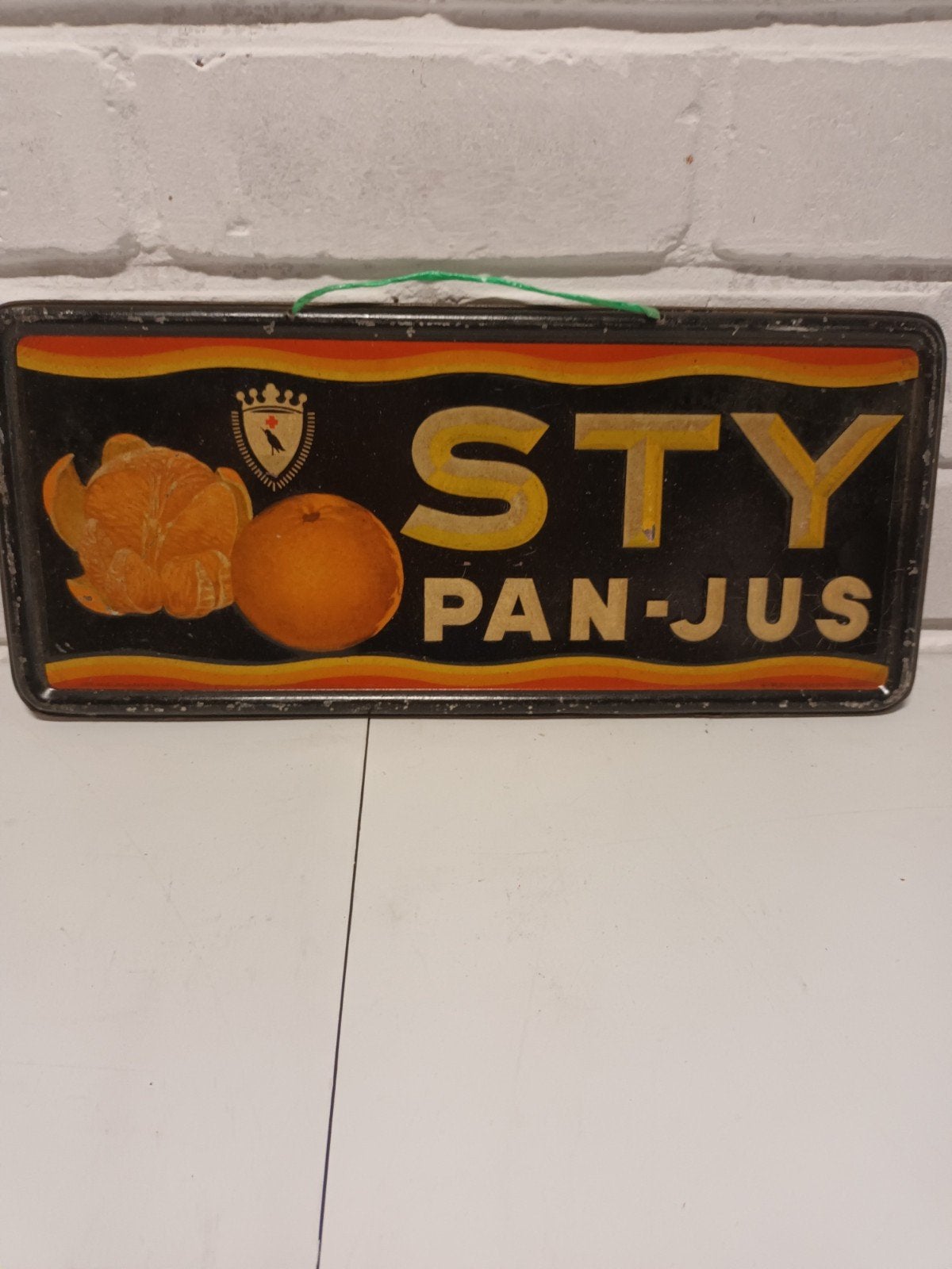Vintage Blikken Reclamebord "Sty Pan-Jus" – Jaren 40, Verzamelen, Ophalen of Verzenden, ###, ###, ###