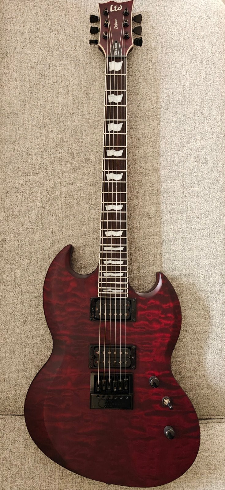 ESP LTD VIPER-1000 QM Evertune See Thru Black Cherry Satin, Musique & Instruments, Enlèvement, Comme neuf, Solid body