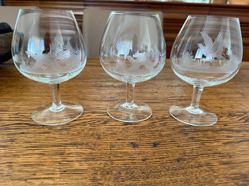 6 verres à cognac gravés en cristal, Enlèvement