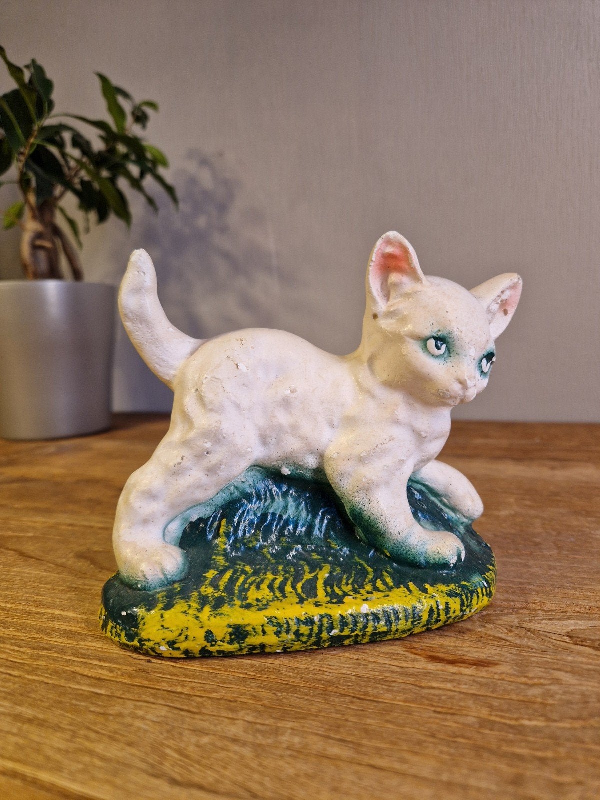 vintage poes kat beeldje in gips, Ophalen of Verzenden