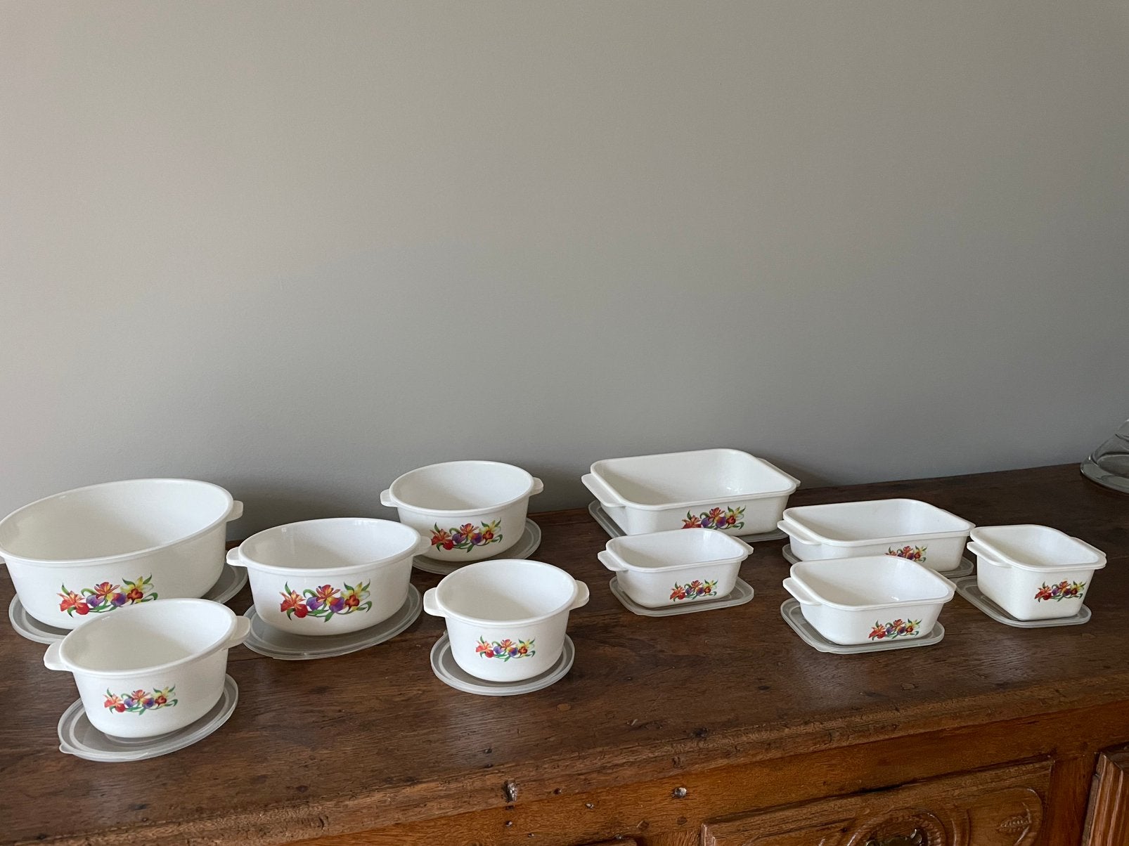 Mooi 10delig stel plastieken dozen met deksel, Huis en Inrichting, Ophalen of Verzenden, Wit, Met deksel