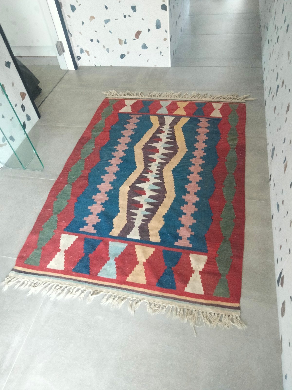 Vintage kelim kilim vloerkleed Boho 190 x 123cm, Verzamelen, Ophalen of Verzenden