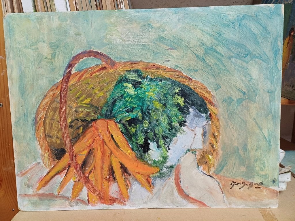 Schilderij "Stilleven"   M.VAN DEN BEMPT  30x40, Enlèvement ou Envoi, Peinture à l'huile, Nature morte, Peint à la main