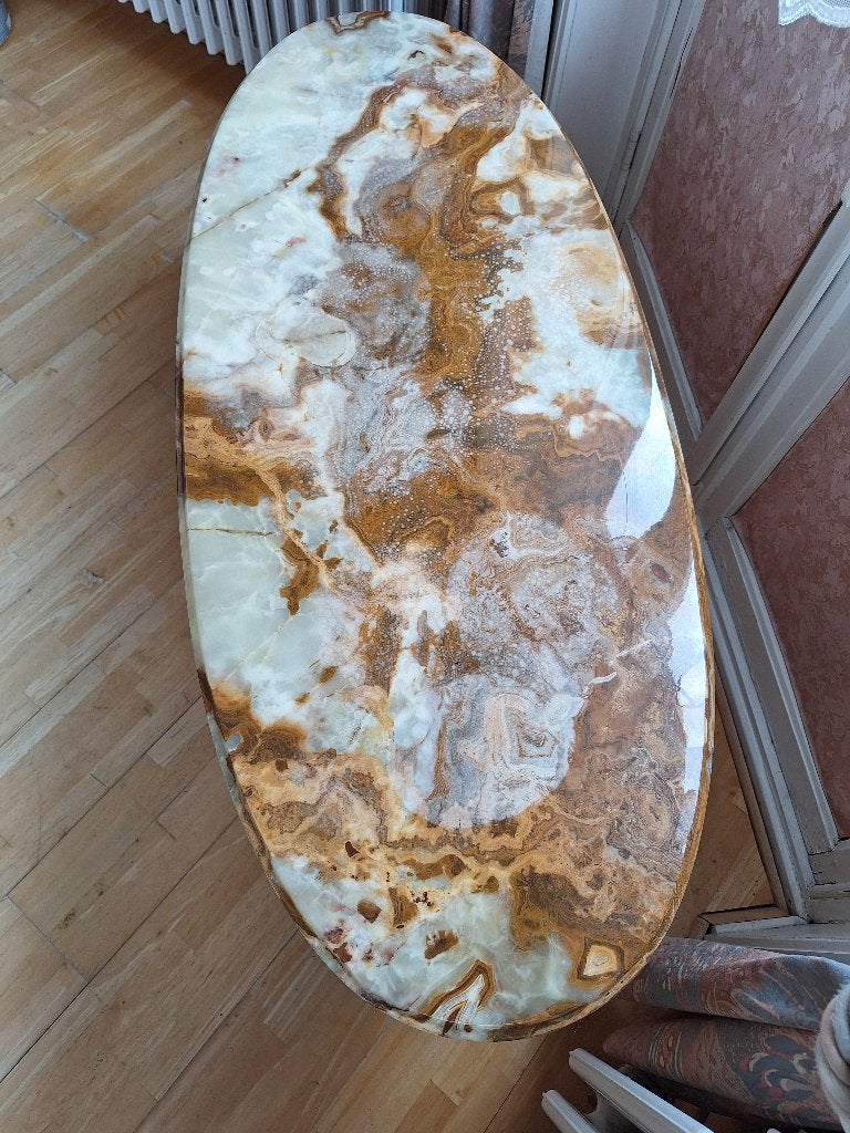 Salontafel marmer, Ophalen, Gebruikt, Ovaal