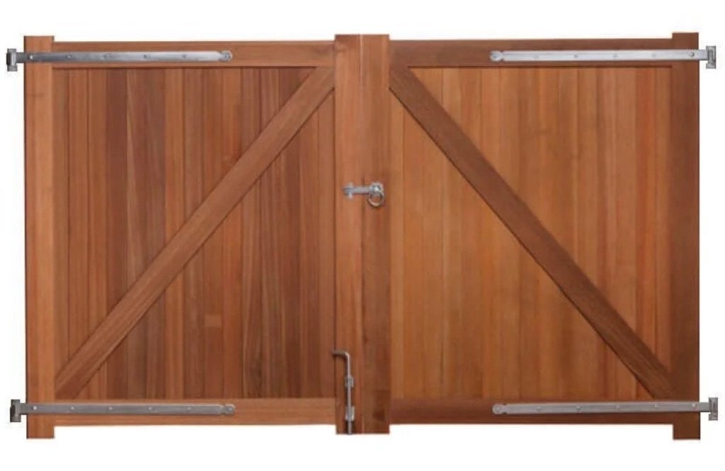 Dubbele houten poort Bankirai 300cm x 180cm - splinternieuw, Neuf, 200 cm ou plus, Portail battant, Bois