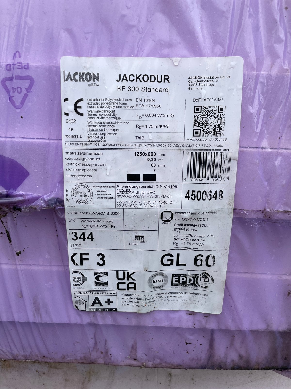 13 m2 XPS-isolatieplaten 60 mm Rd 1,75, Doe-het-zelf en Bouw, Isolatie en Afdichting, Ophalen, Overige materialen, 4 tot 8 cm