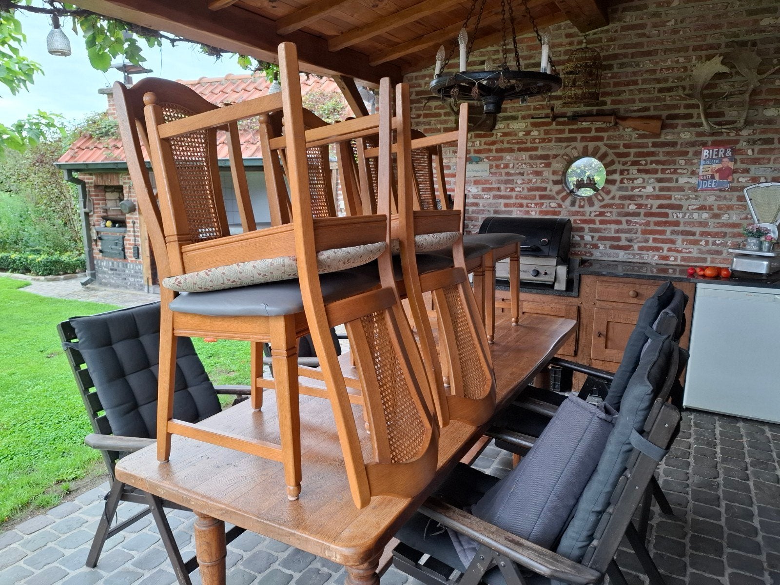 6 houten eetkamerstoelen, Maison & Meubles, Comme neuf, Enlèvement, Cinq, Six Chaises ou plus, Bois