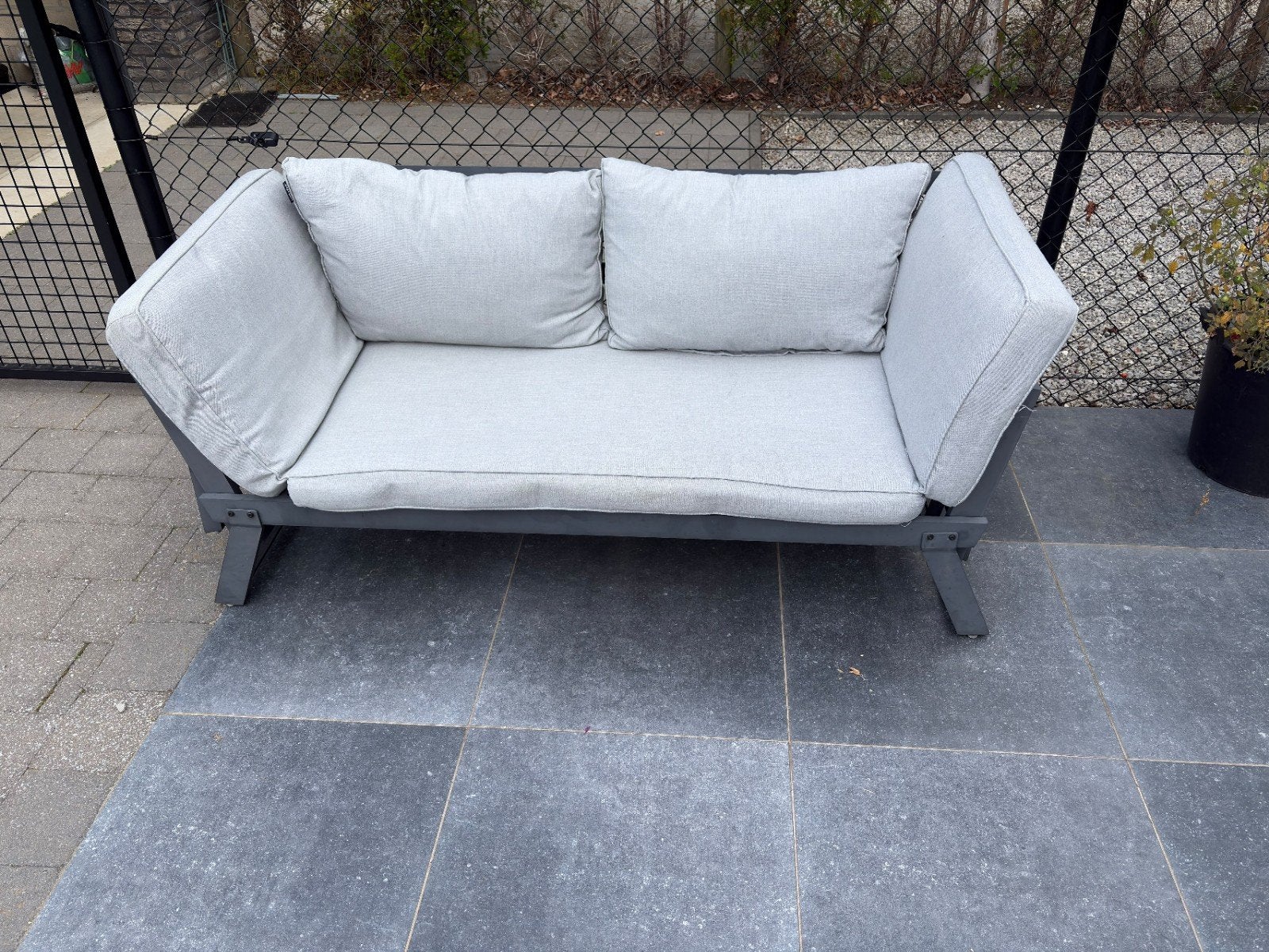 tuinbank Lanterfant aluminium grijs, lichtgrijze kussens, Ophalen, Gebruikt, Aluminium