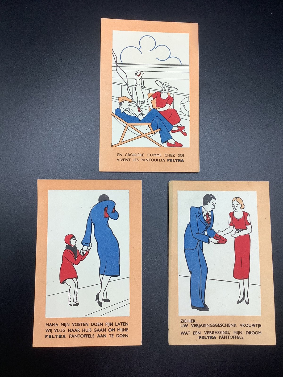 3 cp pub pantoufles Feltra (Ensival), Enlèvement ou Envoi, 1920 à 1940, Liège