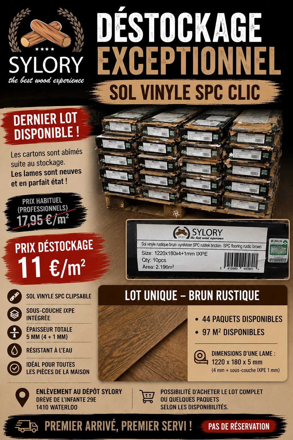 Vinyl déstockage, Maison & Meubles, Ameublement | Revêtements de sol, Comme neuf, Vinyle, Brun, Enlèvement