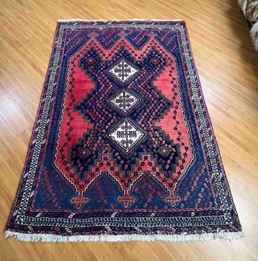 Oosters kleurrijk tapijt handgeknoopt 222/166 cm, Ophalen of Verzenden, Gebruikt, Oosters