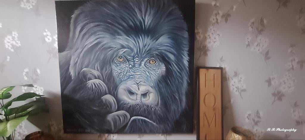 Gorilla in olieverf uniek stuk, Enlèvement, Peint à la main, Peinture à l'huile