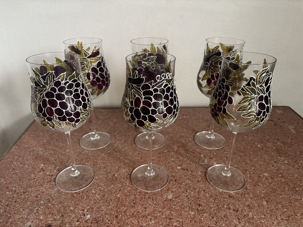 Lot 6 verres à pieds, Maison & Meubles, Verre ou Verres, Vintage, Comme neuf, Verre