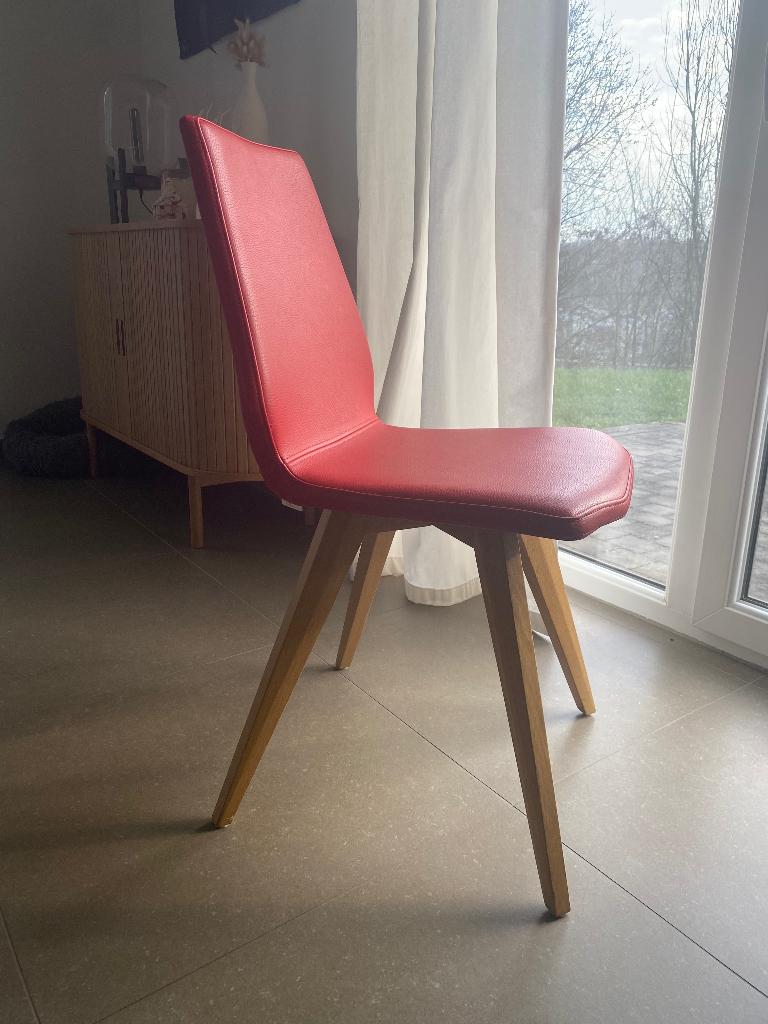 4 Chaises MOOD41 de chez Mobitec, Rouge, Comme neuf, Enlèvement, Cuir