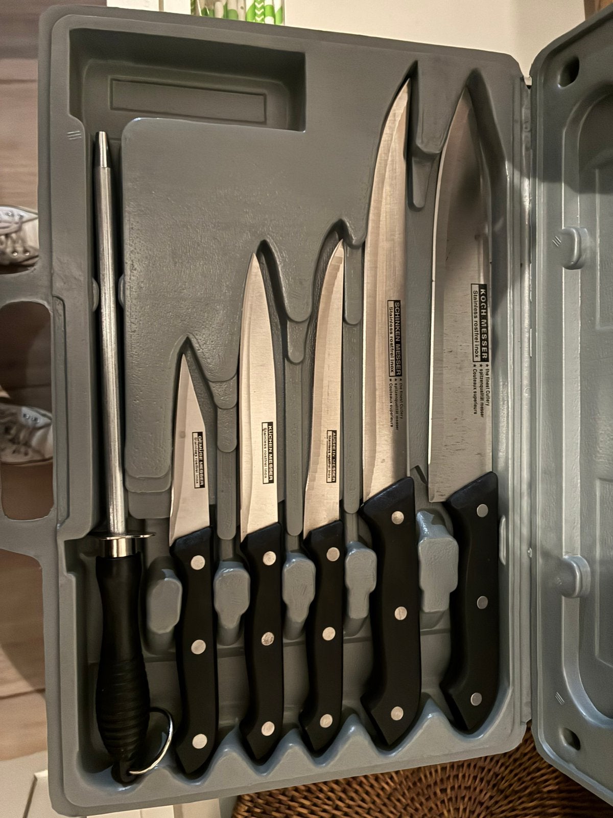 Messen koch messer met opbergdoos, Enlèvement ou Envoi, Autres marques, Inox ou Chrome, Neuf