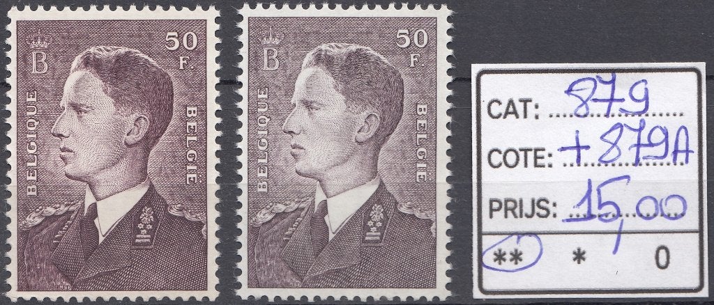 N 879 + 879A **, Timbres & Monnaies, Enlèvement ou Envoi, Non oblitéré, Gomme originale