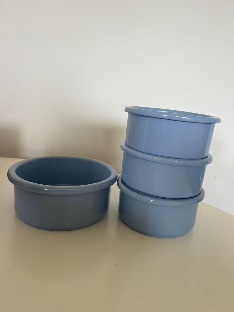3 + 1 plats/bols/bols en céramique bleue — ensemble, Neuf, Céramique, Enlèvement, Autres styles
