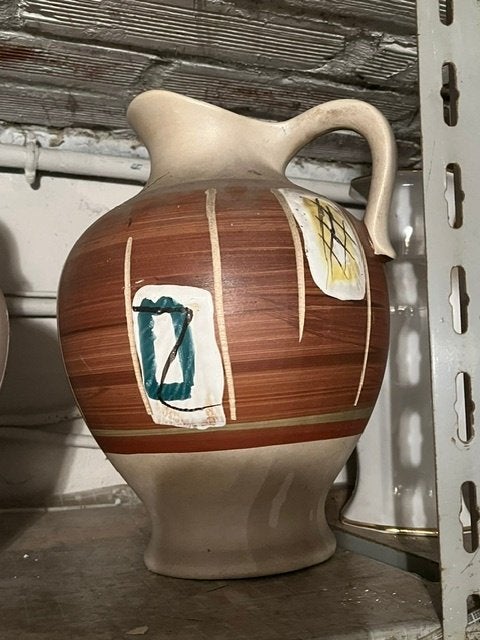 Vintage keramische kan / vaas – retro design, Verzamelen, Ophalen, Huis en Inrichting