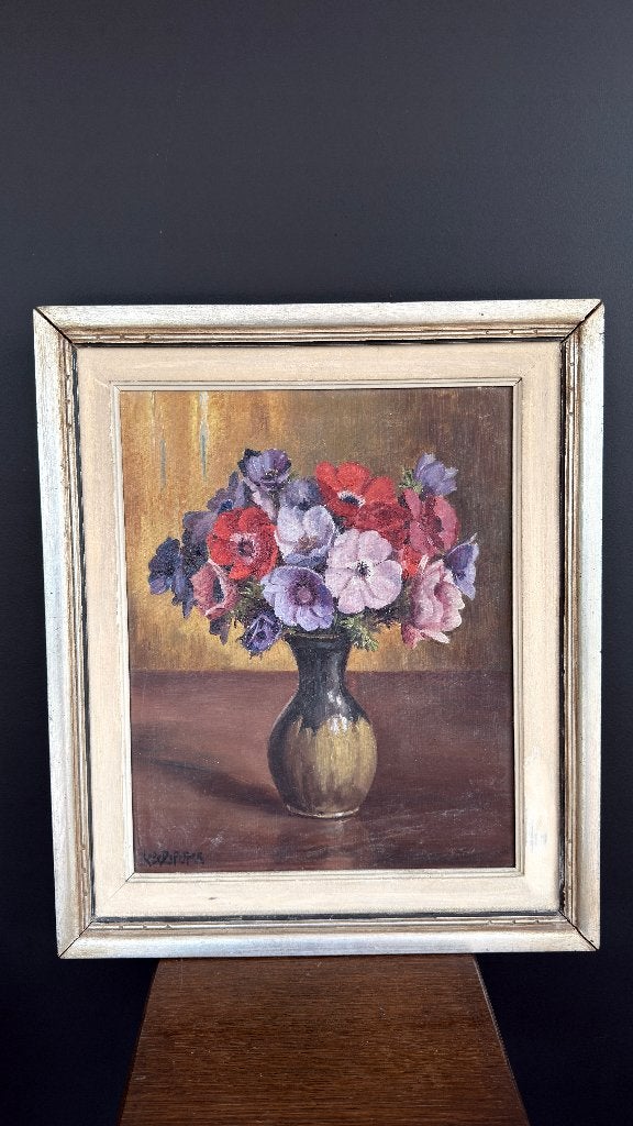 Bloemenstilleven Lode de Potter – olieverf op doek, Enlèvement ou Envoi, Peinture à l'huile, Signé, Toile