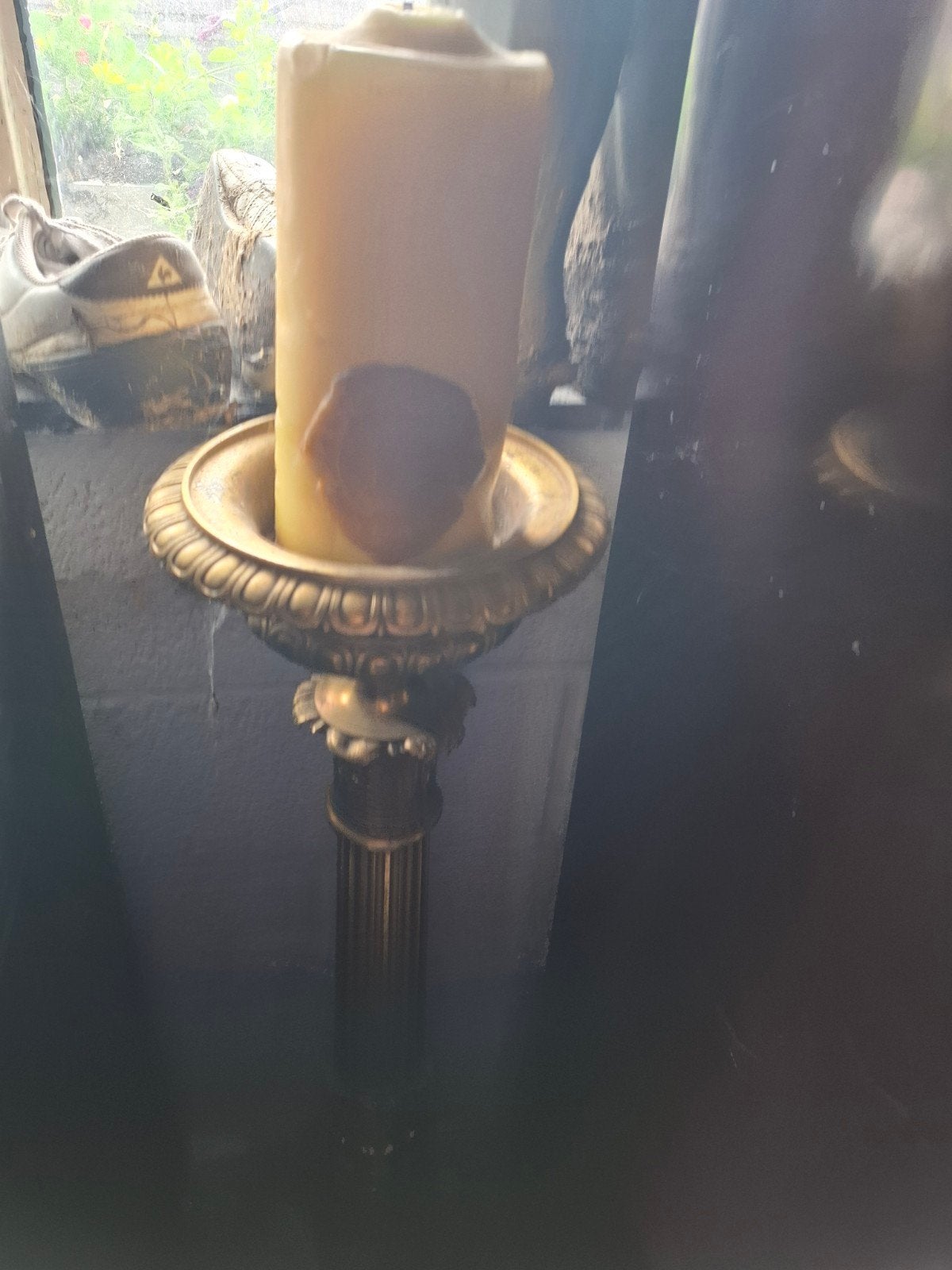 Kandelaar koper met Kaars, Ophalen
