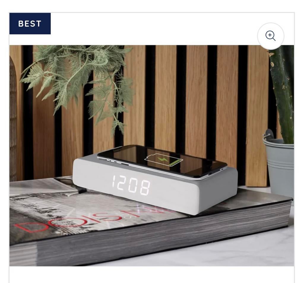 Wekker & gsmoplader grijs La Chaise Longue, Ophalen of Verzenden, Nieuw, Digitaal