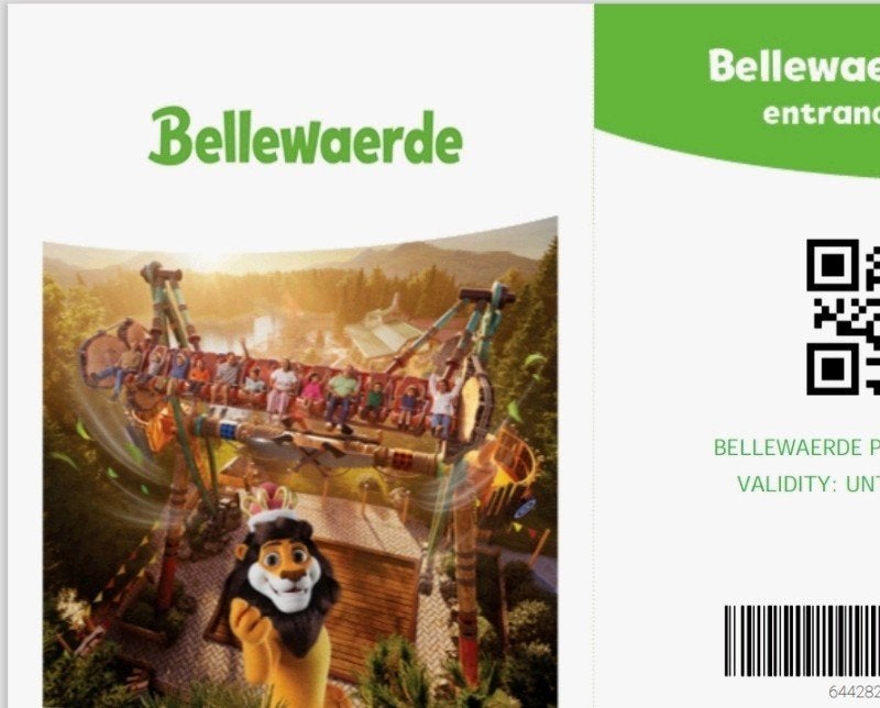 Bellewaerde 2 tickets, Twee personen, Ticket of Toegangskaart