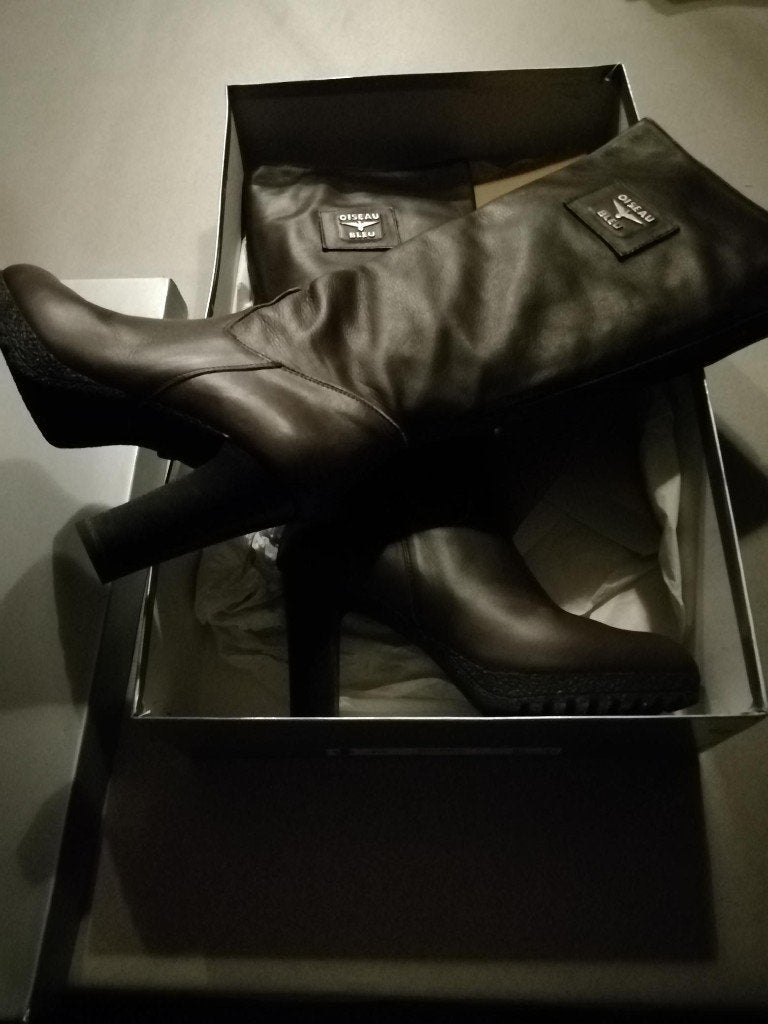 Hoge bruine dames laarzen, NIEUW, echt leder, lage prijs, Hoge laarzen, Bruin, Oiseau Bleu, Nieuw