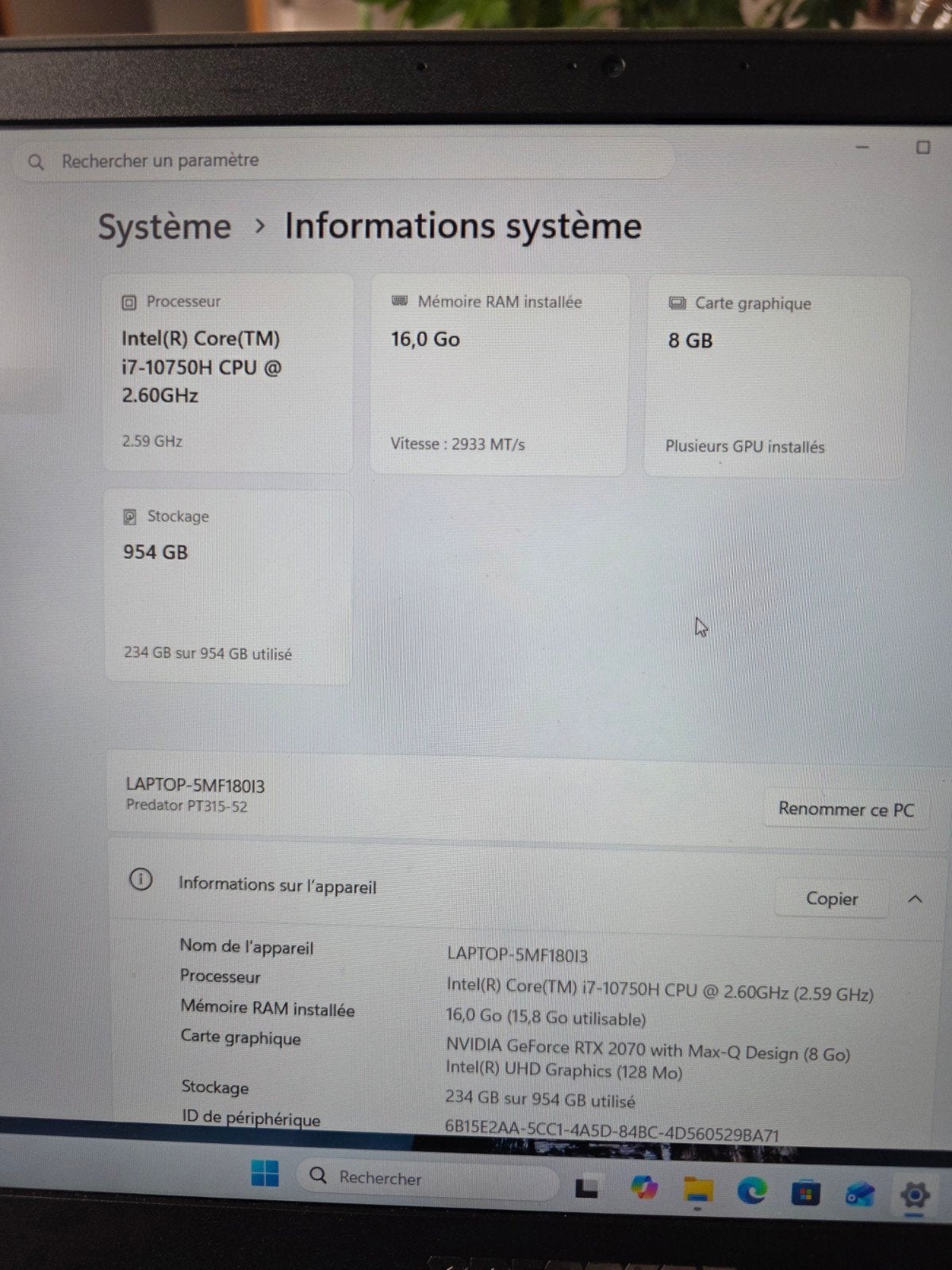 PC Portable gaming Acer PredatorTriton, Computers en Software, Windows Laptops, Ophalen, Gebruikt, Met videokaart, Gaming