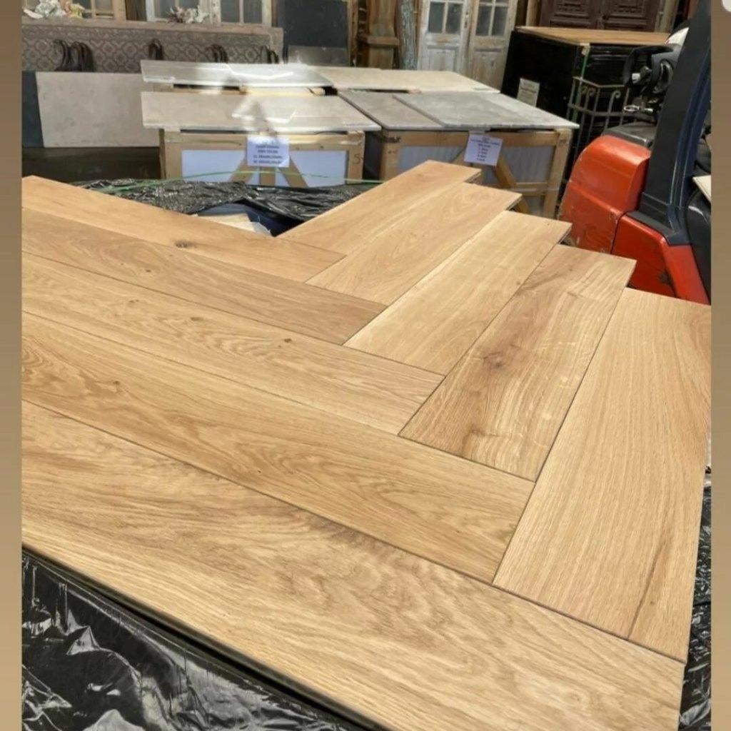 À PRIX RÉDUIT ; PARQUET EN CHÊNE À CHEVRONS HUILÉ PRÊT À, Enlèvement