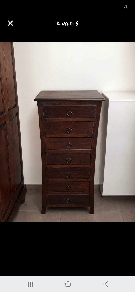 Armoire élégante à 7 tiroirs en bois massif/style colonial, Enlèvement