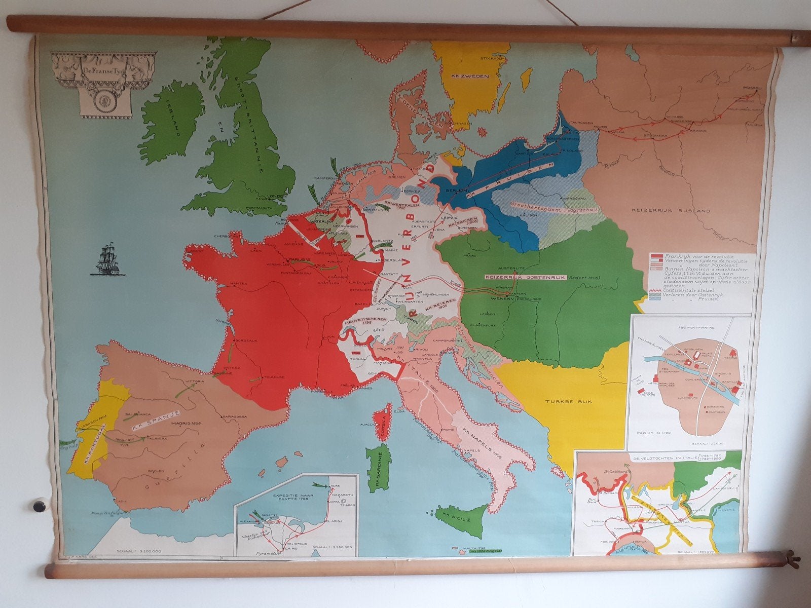 Oude landkaart, Antiek en Kunst, Antiek | Schoolplaten, Ophalen