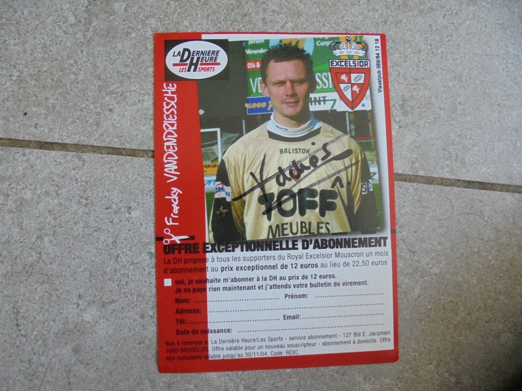Gehandtekende foto van Voetballer Francky Vandendriessche, Envoi, Photo