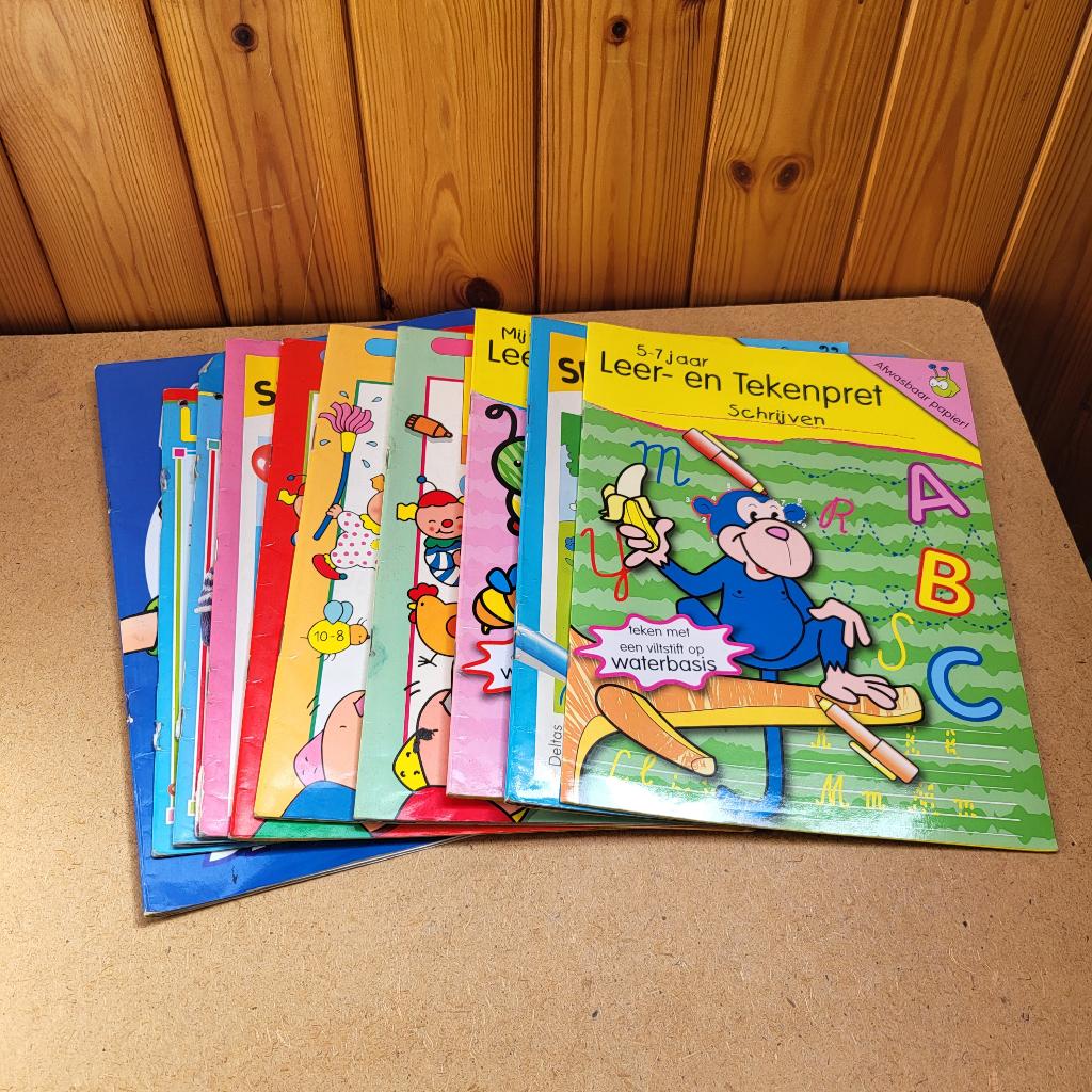 Afwasbare boekjes: leren tellen, leren schrijven (13 stuks), Ophalen of Verzenden, Gebruikt, Taal en Lezen