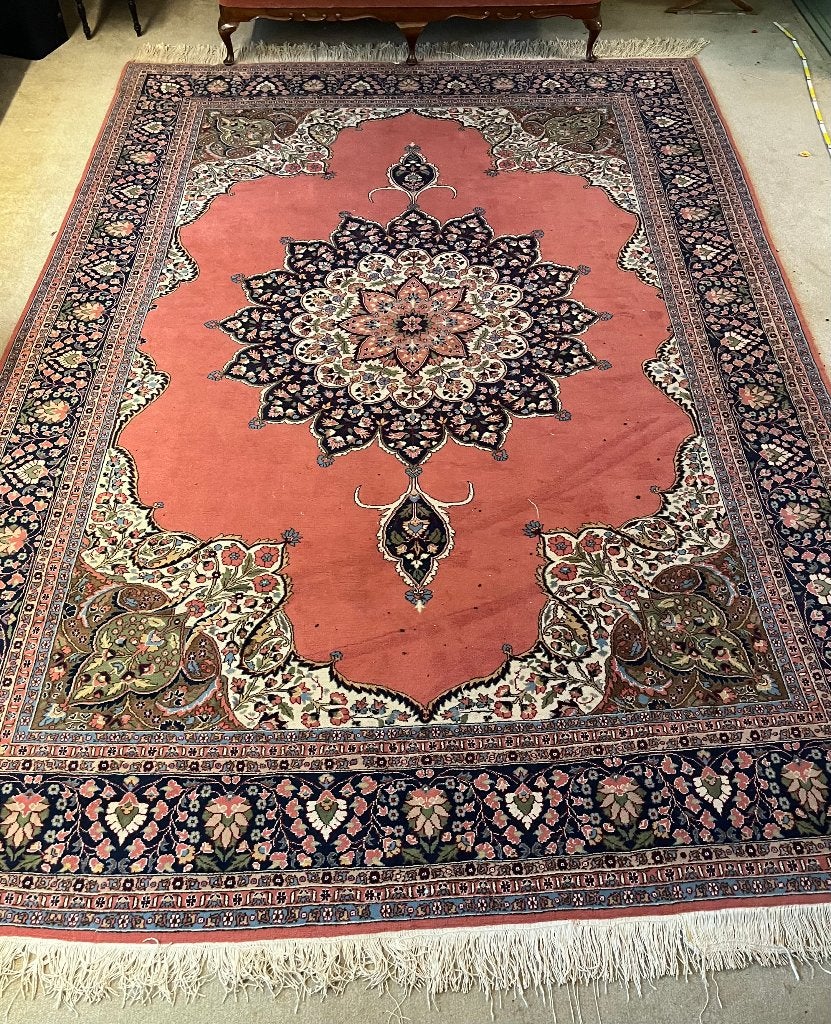 Groot oosters tapijt met certificaat, vieux rose, Ophalen, Rood, Gebruikt, Klassiek Oosters - Perzisch, Kashan