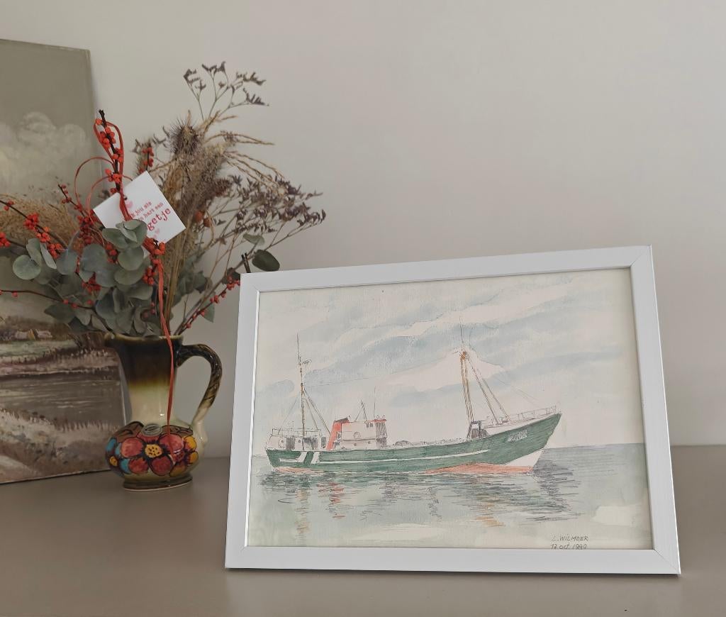 Gesigneerde aquarel L. Wilmaer 1989, Antiek en Kunst, Kunst | Tekeningen en Fotografie, Ophalen, Aquarel