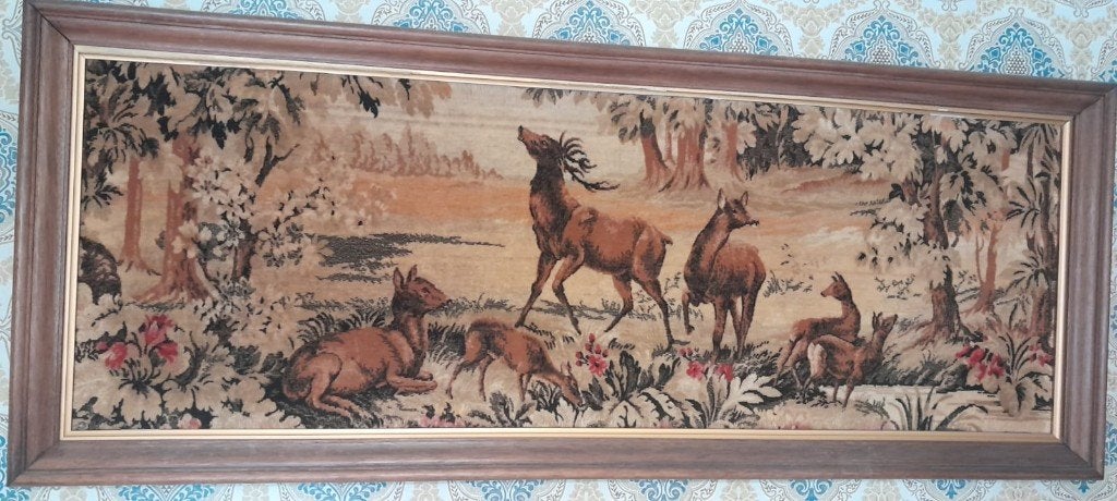Handgemaakt vintage wandtapijt in kader, Antiek en Kunst, Ophalen