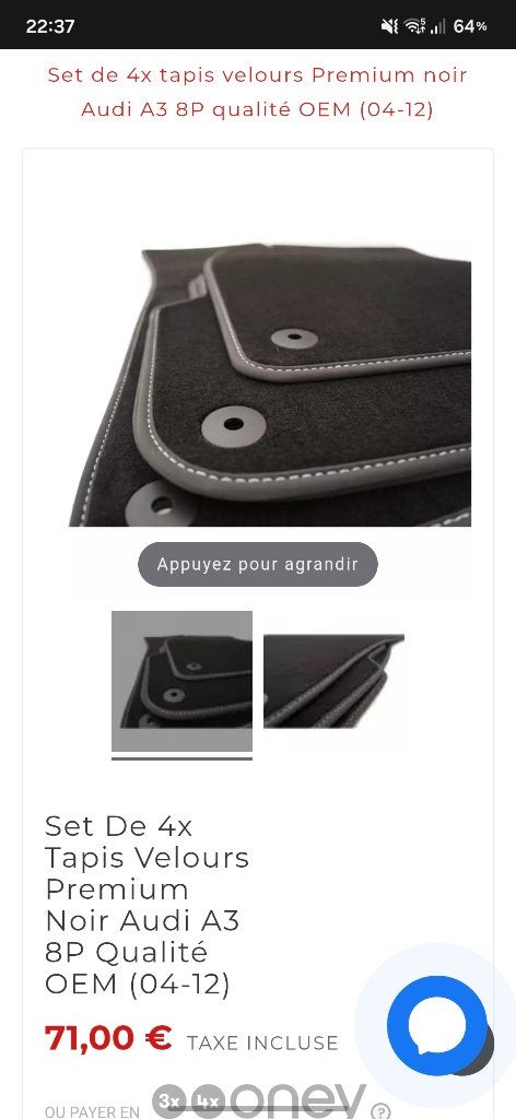 Audi A3 tapijt, Auto diversen, Automatten, Ophalen