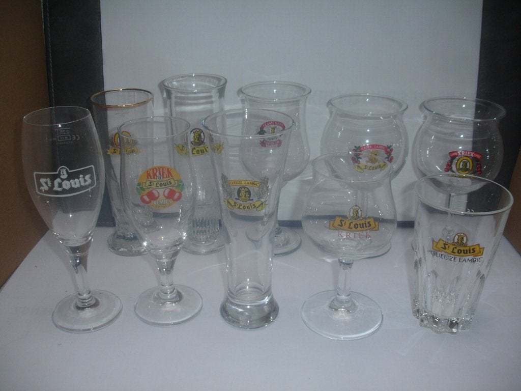 Bierglazen Gueuze, Lambic, Kriek, Framboise, St. Louis, Ophalen of Verzenden, Zo goed als nieuw, Glas of Glazen, Overige merken