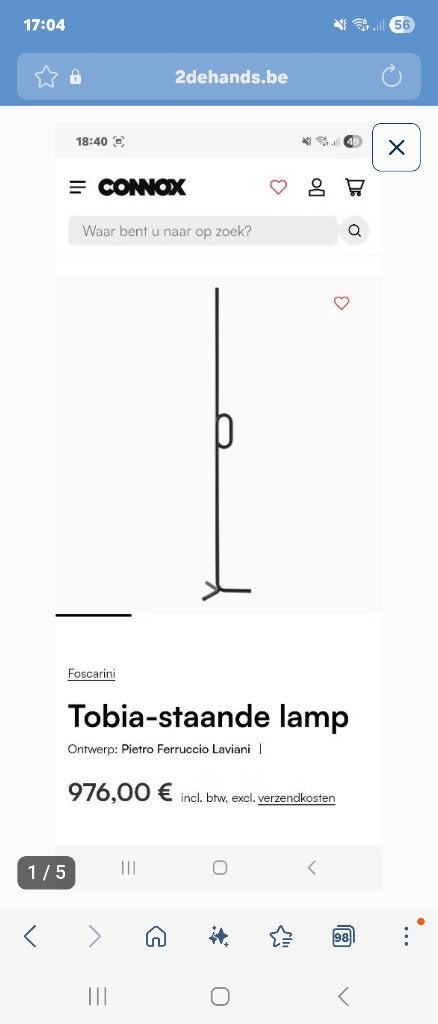 Foscarini vloerlamp, Ophalen, Overige fittingen, Zo goed als nieuw, Metaal