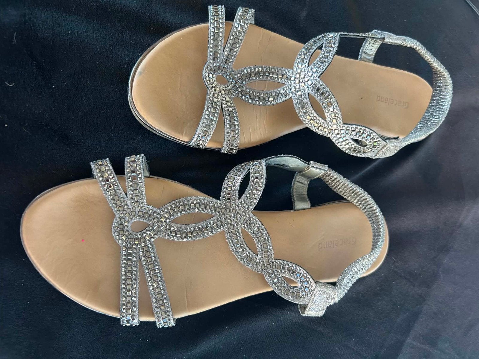 Zilveren sandalen 40, Kleding | Dames, Ophalen, Overige kleuren, Sandalen of Muiltjes, Zo goed als nieuw