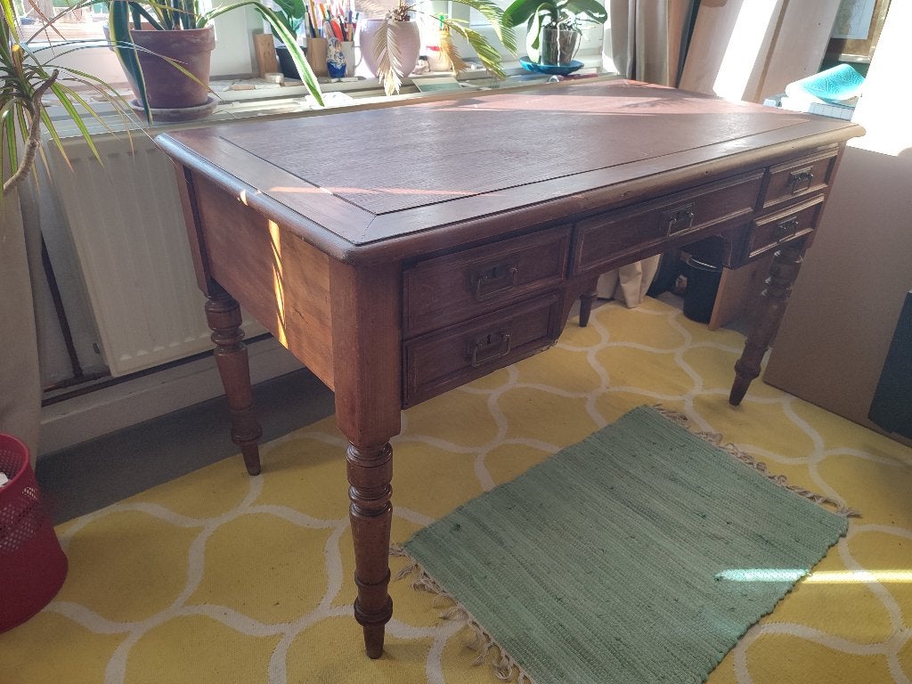 Bureau hout vintage, Ophalen, Overige typen, Gebruikt, 130 cm